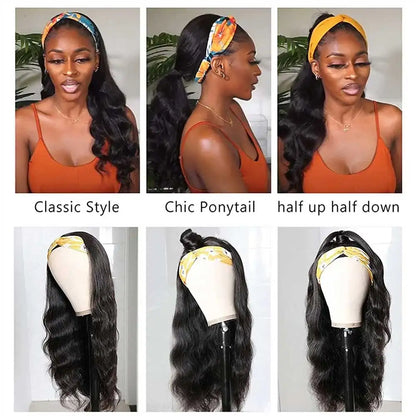 30 40 Inch Body Wave Human Hair Headband Wig