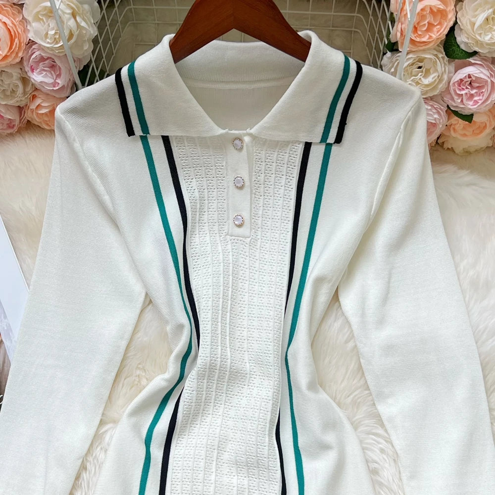Women Knitted Mini Dress with Ruffles