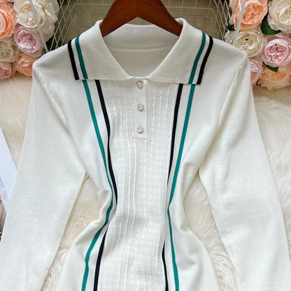 Women Knitted Mini Dress with Ruffles