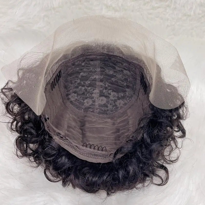 Pixie Cut Curly Human Hair Wig 13x1 Lace Frontal