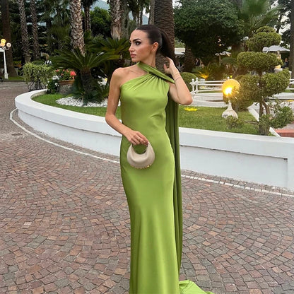 Elegant Halter Dress Women Solid Backless Maxi Dress