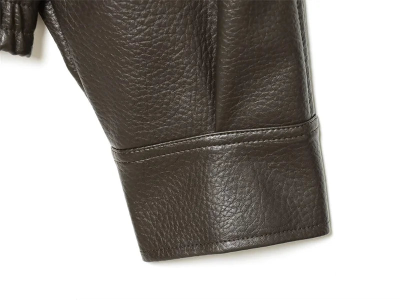 Black Long Sleeve Faux Leather Motorcycle Jacket