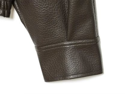 Black Long Sleeve Faux Leather Motorcycle Jacket