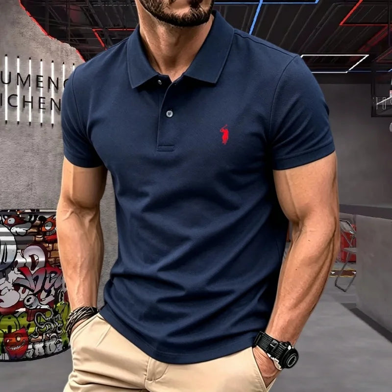 Men's Short Sleeve Polo Shirt Cotton Embroidery Casual