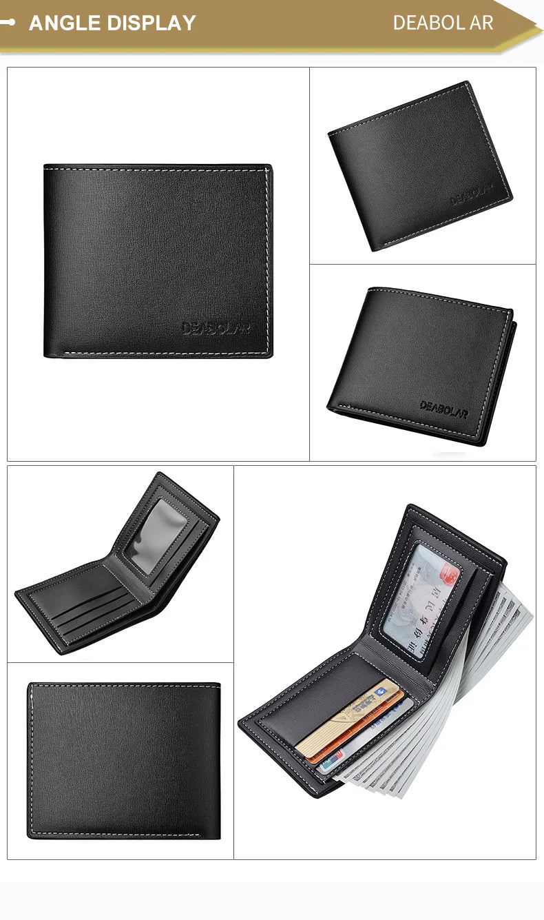 PU Leather Short Wallet for Men in Thin Folding Design