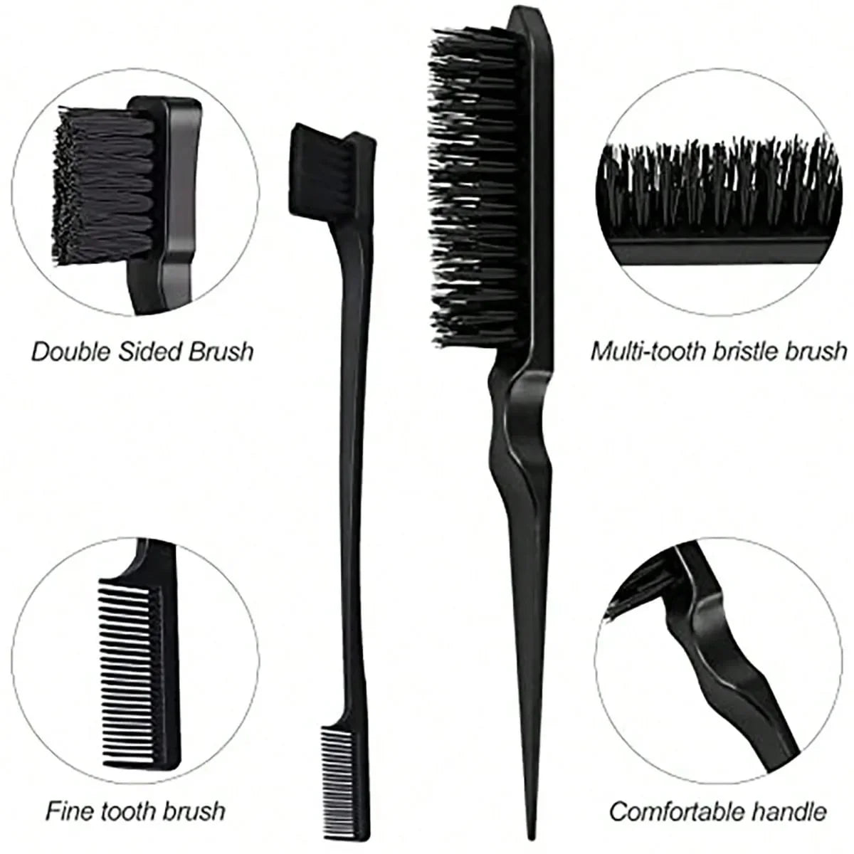 3pcs Styling Comb Set with Hair Brush and Edge Brush