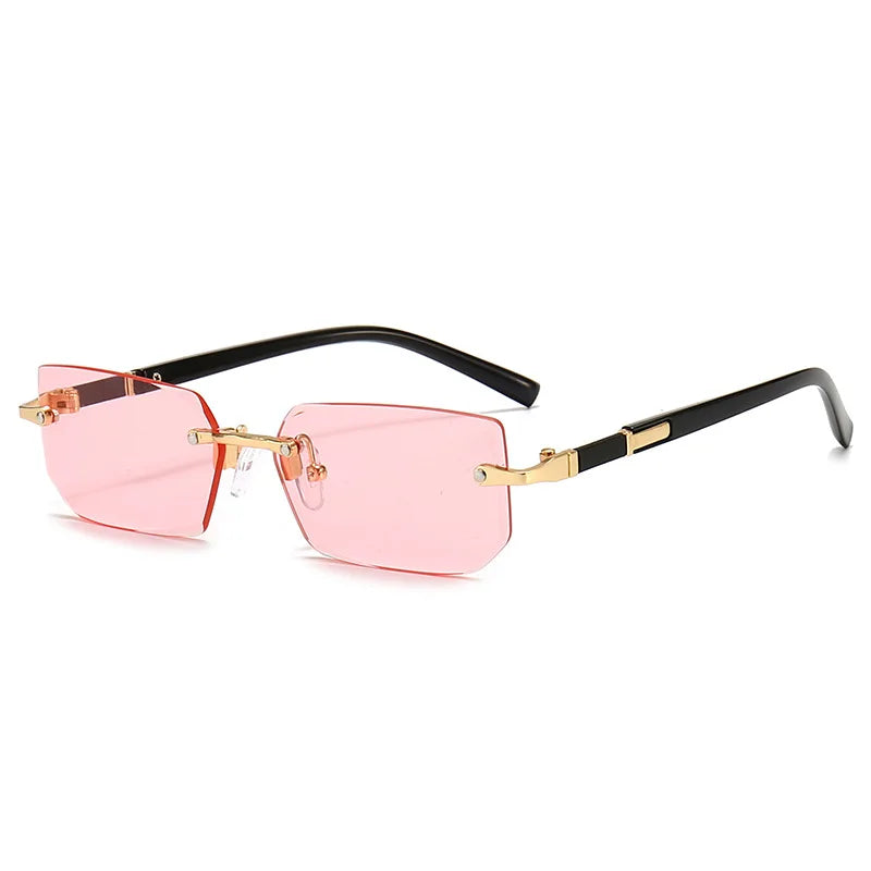 Rimless Rectangle Sunglasses for Women and Men