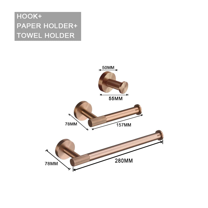 Brushed Rose Gold Metal Bath Hardware Set