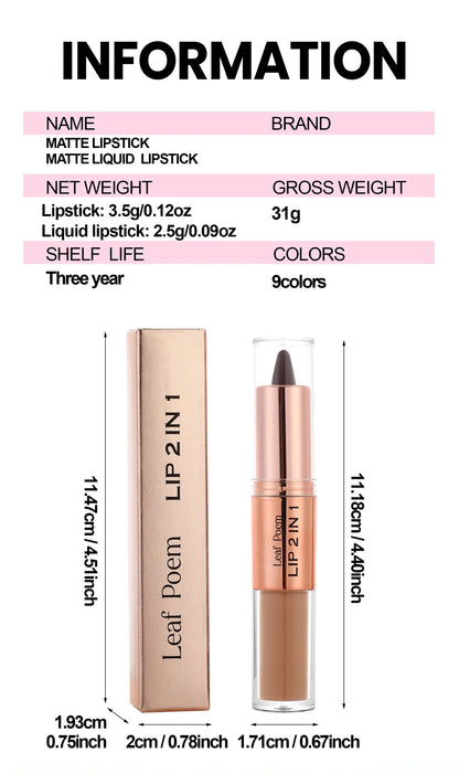 Waterproof Matte Black Lipstick and Lipgloss Duo
