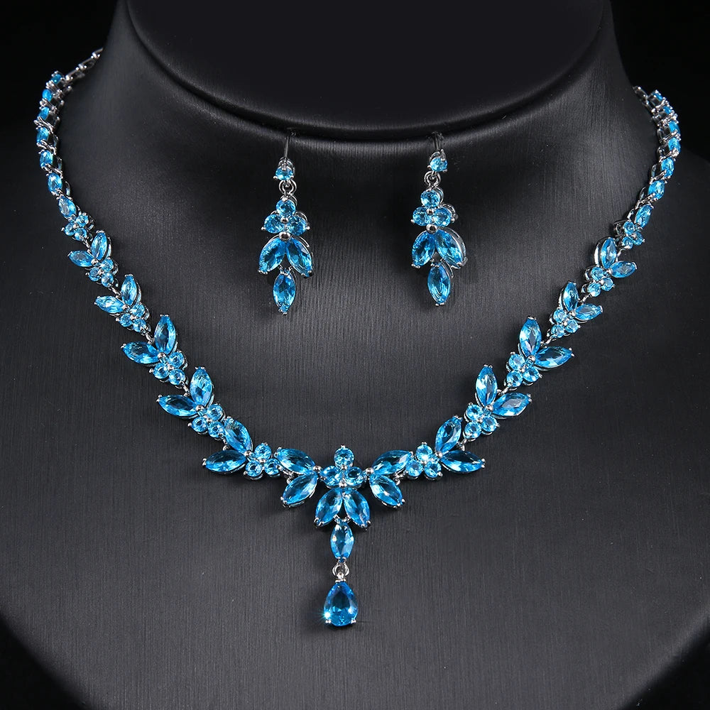 Emmaya Jewelry Set for Women Cubic Zirconia Earrings and Necklace