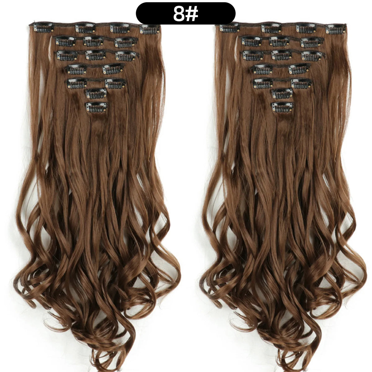 22 Inch Curly Wavy Clip In Hair Extensions Synthetic