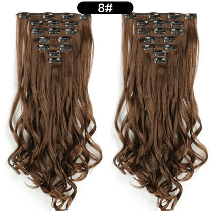 22 Inch Curly Wavy Clip In Hair Extensions Synthetic