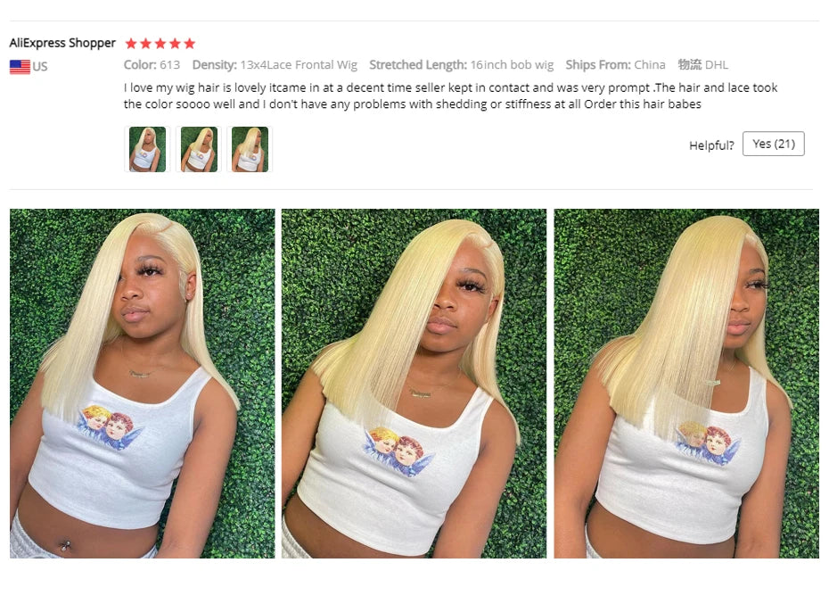 613 Blonde Bob Human Hair Lace Frontal Wig