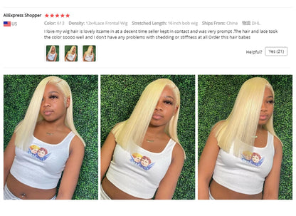 613 Blonde Bob Human Hair Lace Frontal Wig