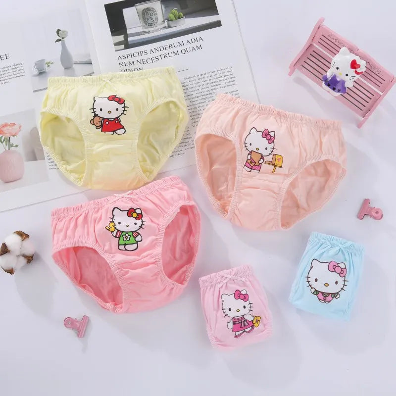 Children's Cotton Underpants for Girls Cute Cat Design