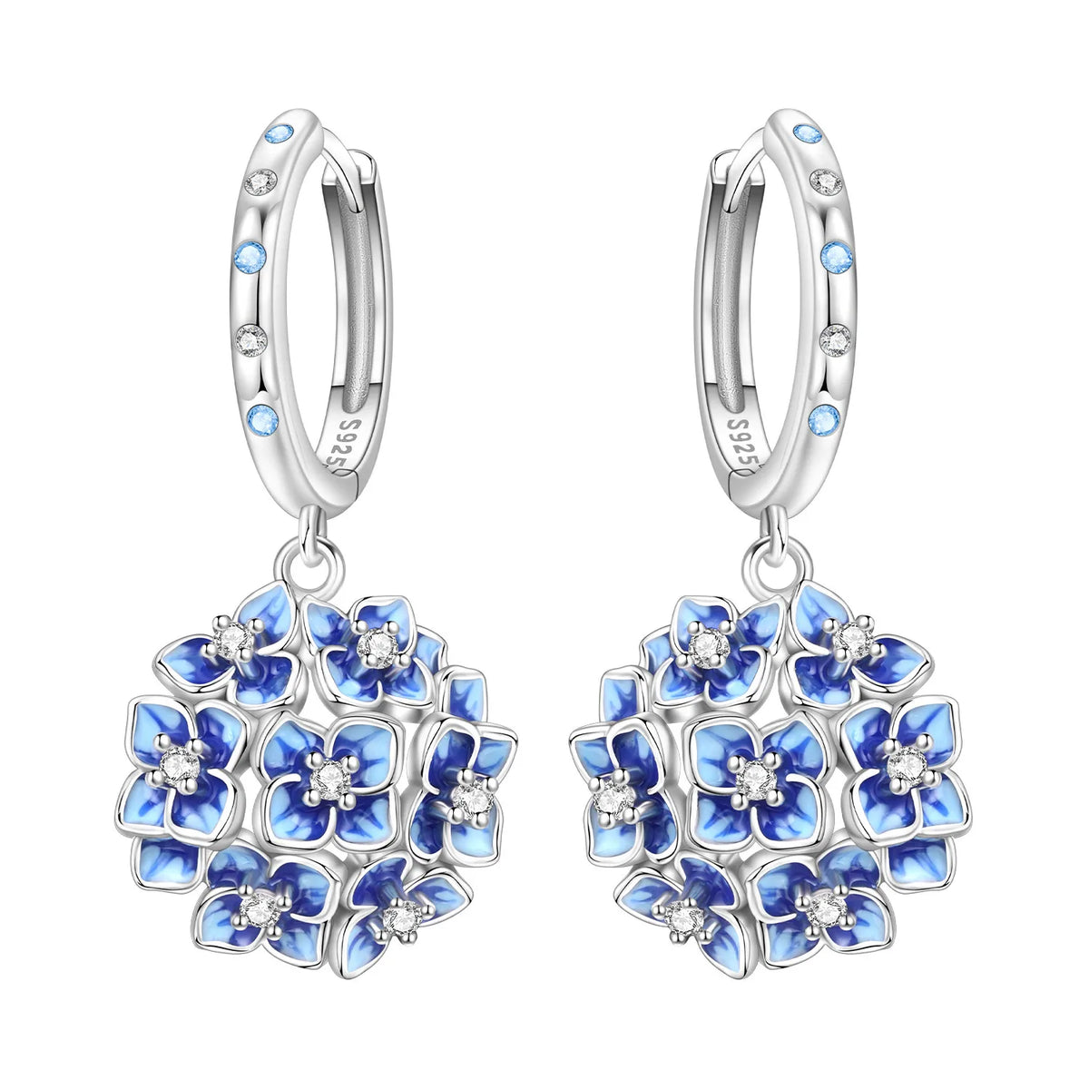 S925 Sterling Silver Iris Flower Hoop Earrings for Women