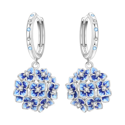 S925 Sterling Silver Iris Flower Hoop Earrings for Women