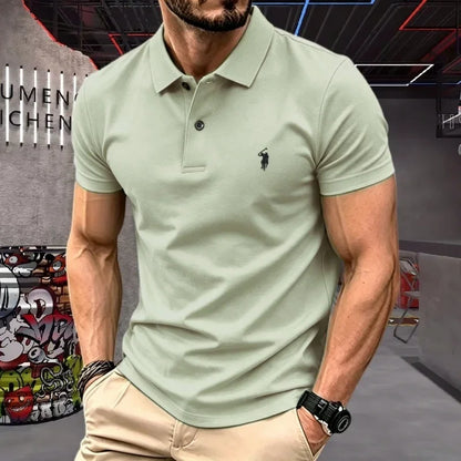 Men's Short Sleeve Polo Shirt Cotton Embroidery Casual