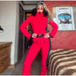 Faux Fur Hooded Women's Ski Jumpsuit with Zippers