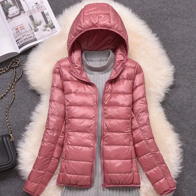 Women Hooded Puffer Jacket Plus Size Lightweight