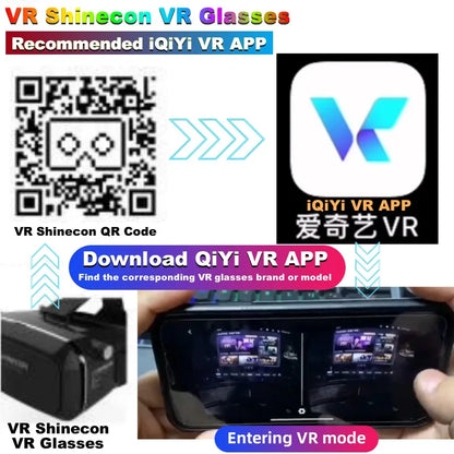 Wireless Virtual Reality Glasses 3D Headset for 4.7-7.2" Phones