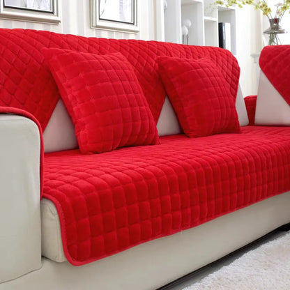 Flannel Sofa Cushion Non-Slip Plush Backrest Cover