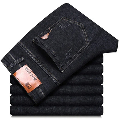 Men's Black Blue Stretch Jeans Casual Slim Fit Trousers