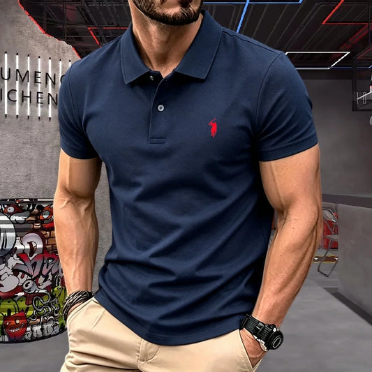 Men's Short Sleeve Polo Shirt Cotton Embroidery Casual