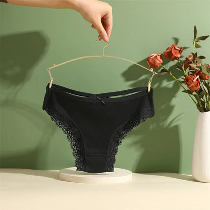 3PCS Women Cotton Lace Brazilian Panties Set S-XL