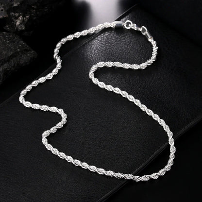 4MM Rope Chain 925 Sterling Silver Necklace Unisex