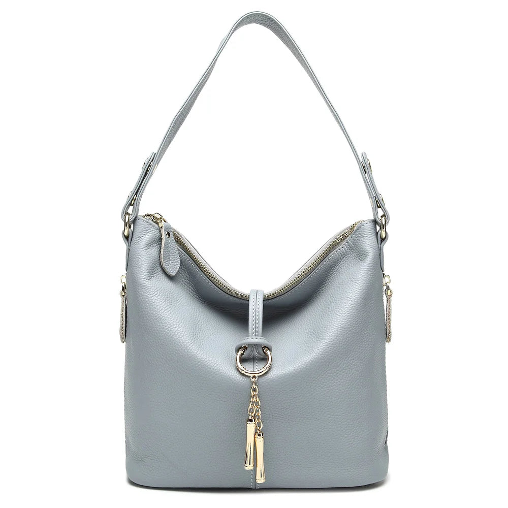 Zency Red Genuine Leather Hobo Shoulder Bag