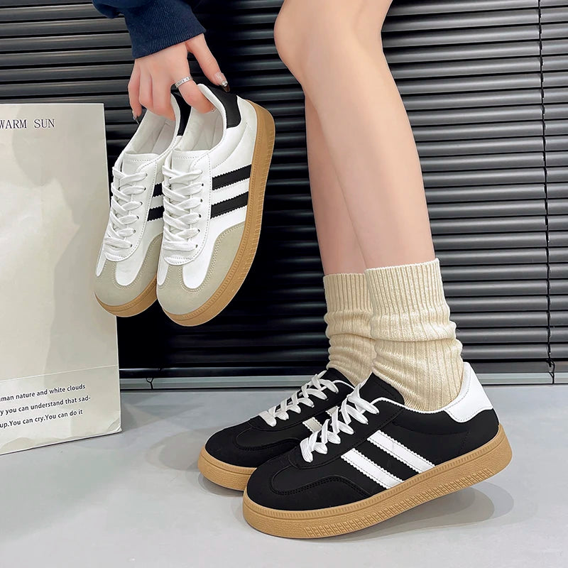 Women Lace-Up Casual Sneakers Breathable Tennis Shoes