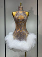 Sexy Rhinestone Mesh Bodycon Mini Dress for Women