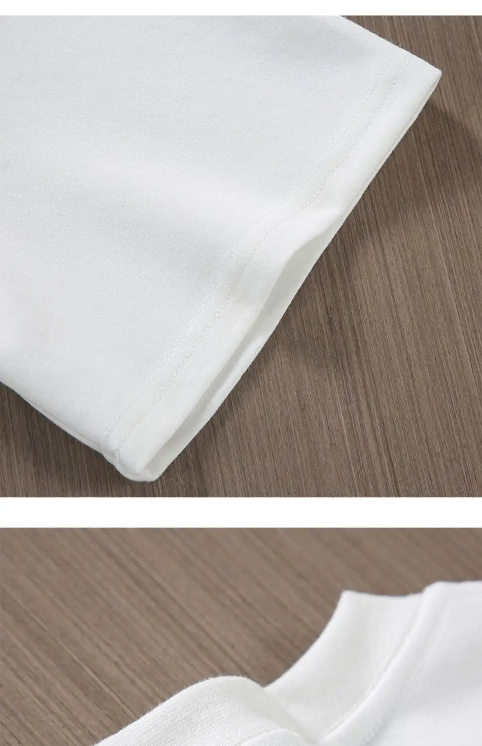 Black White Cotton T-Shirt Heavy-Duty Short Sleeves