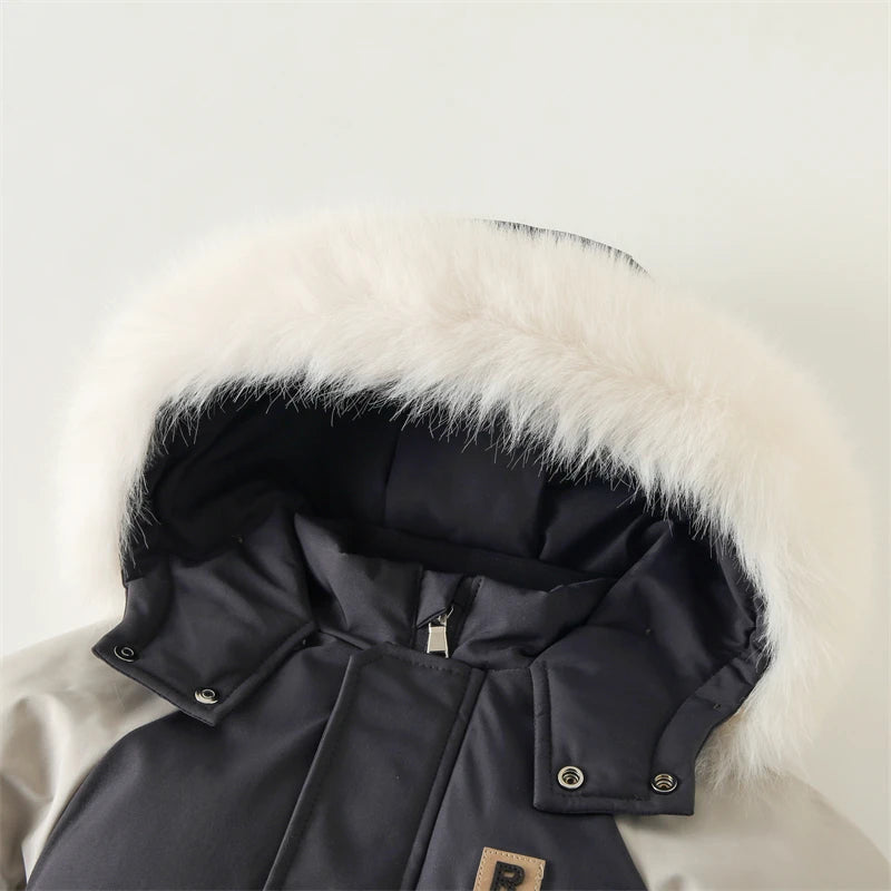 Winter Baby Ski Suit Plus Velvet Jumpsuit Waterproof