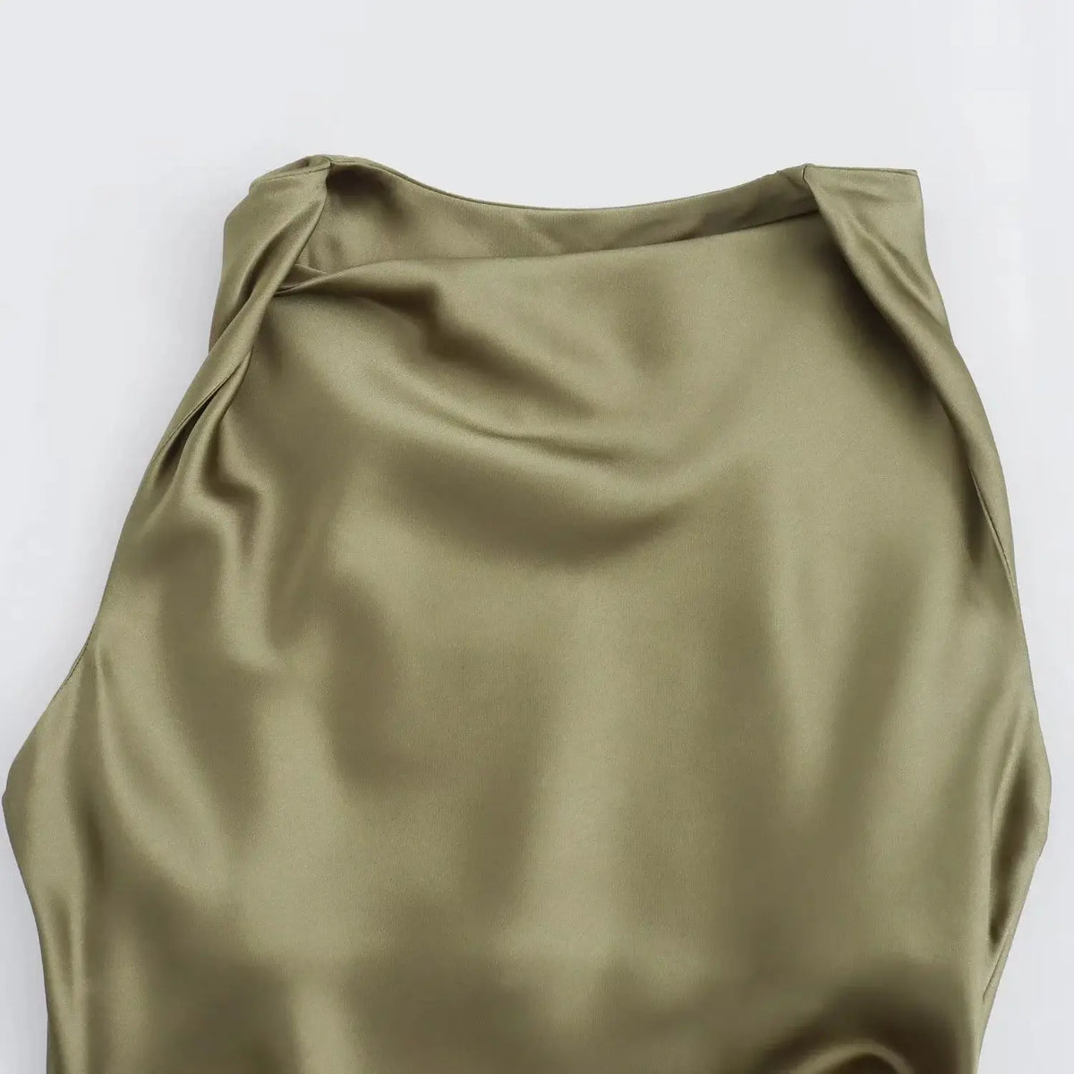 Satin Midi Dress for Women Sleeveless Elegant Evening Dress
