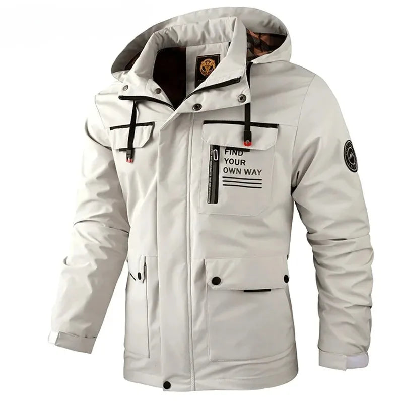 Men's Windbreaker Jacket Waterproof Hooded Soft Shell