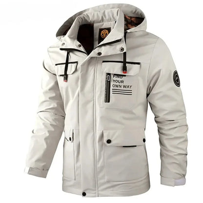 Men's Windbreaker Jacket Waterproof Hooded Soft Shell