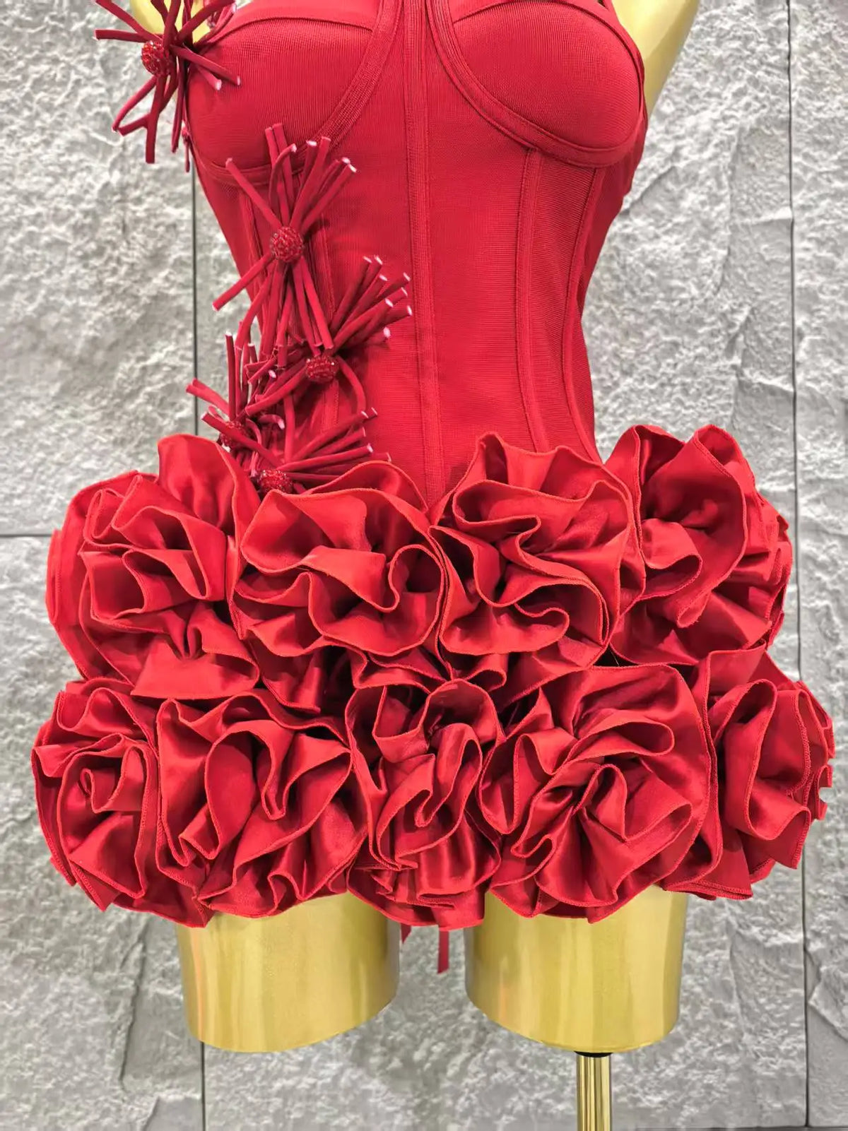 Red Women Sexy Halter Mini Bodycon Dress