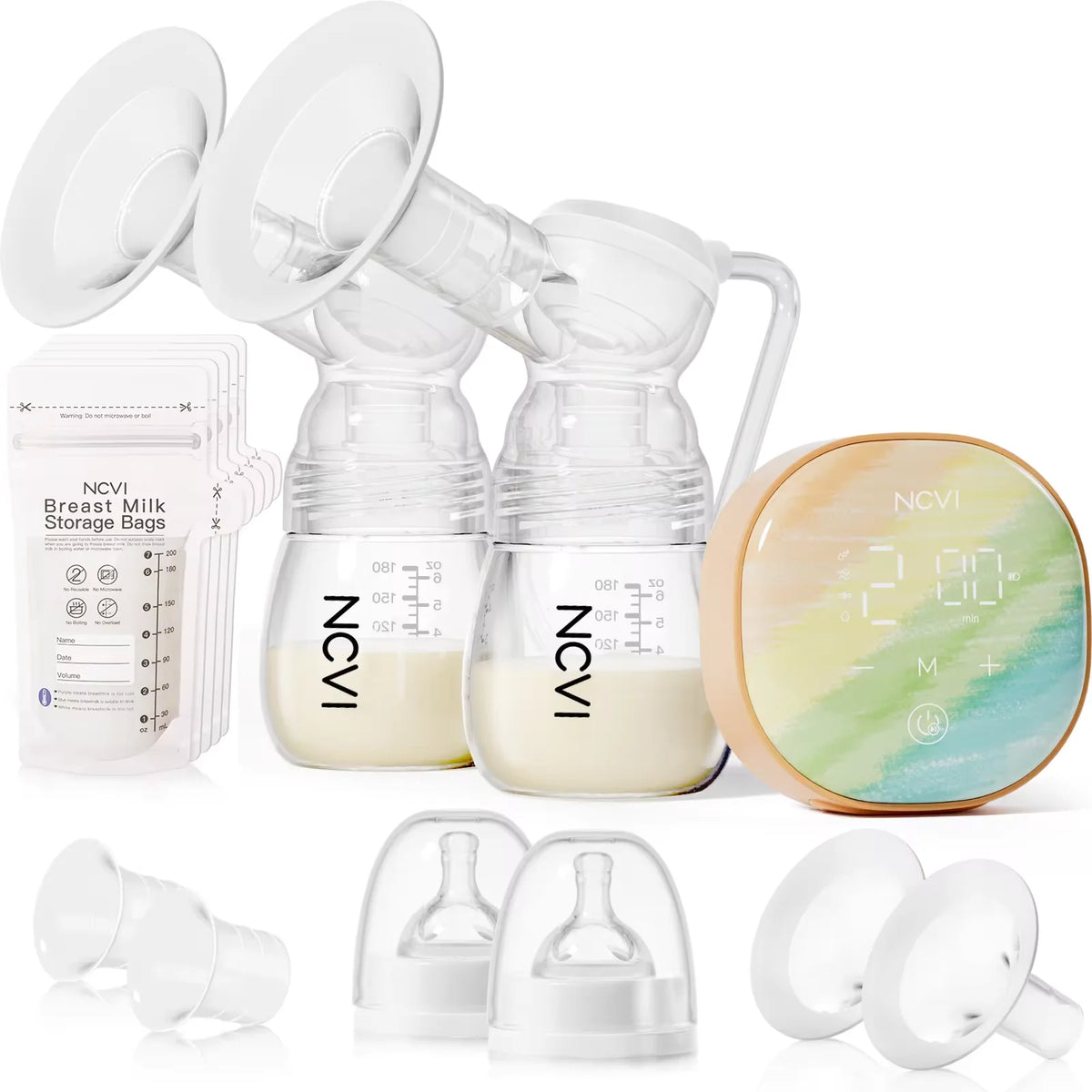 NCVI Double Electric Breast Pump with 4 Modes and LED Display