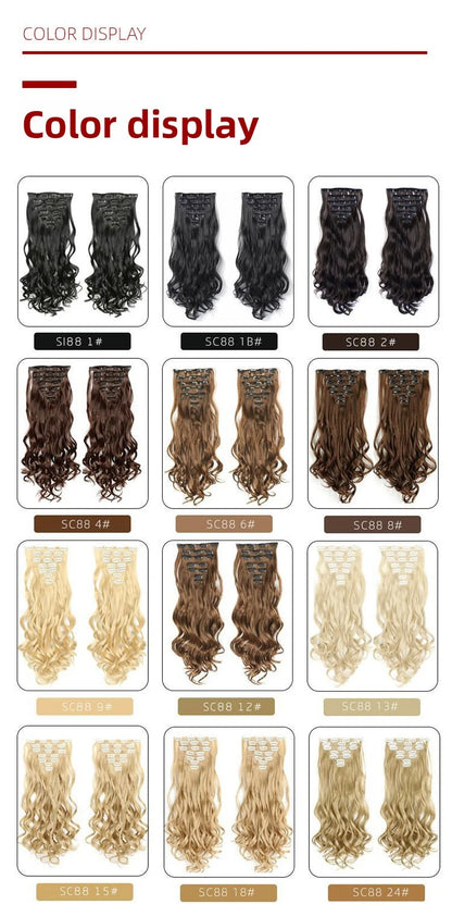 22 Inch Curly Wavy Clip In Hair Extensions Synthetic