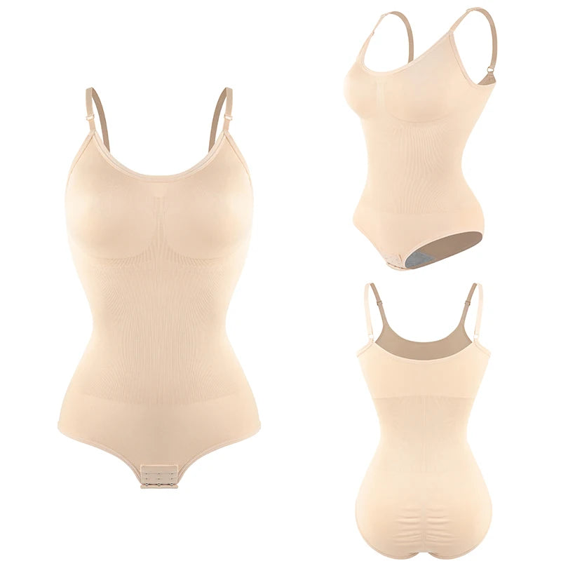 Women Seamless V-Neck Bodysuit Shapewear Red Blue