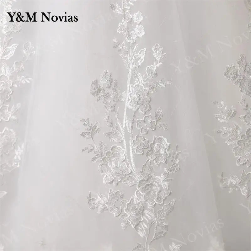 Off Shoulder Plus Size Wedding Dress Tulle and Organza