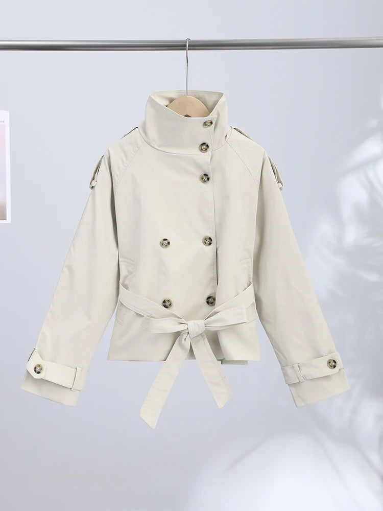 Women's Double Breasted Long Trench Coat Windbreaker