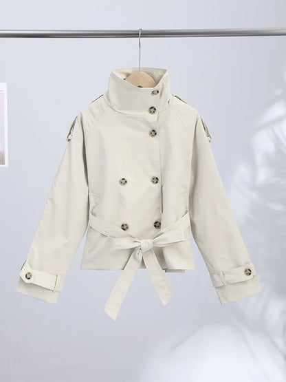 Women's Double Breasted Long Trench Coat Windbreaker