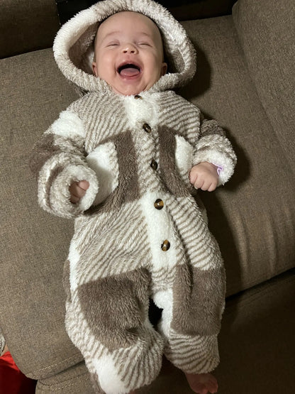 Plaid Hooded Romper for Baby Boys and Girls