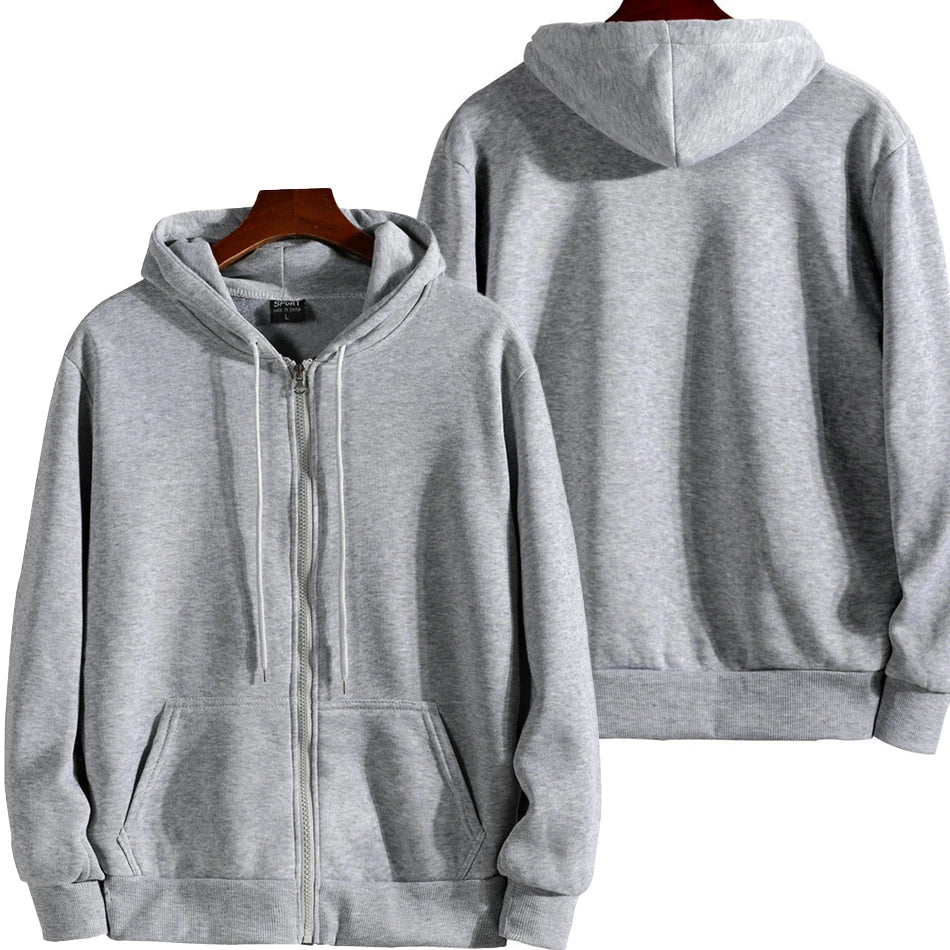 Zipper Hooded Sweatshirt for Men Casual Polyester