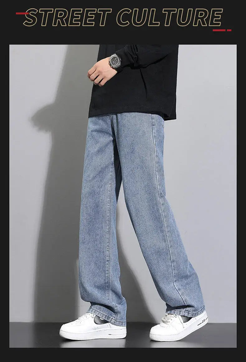 Men's Casual Straight Denim Jeans in Light Blue