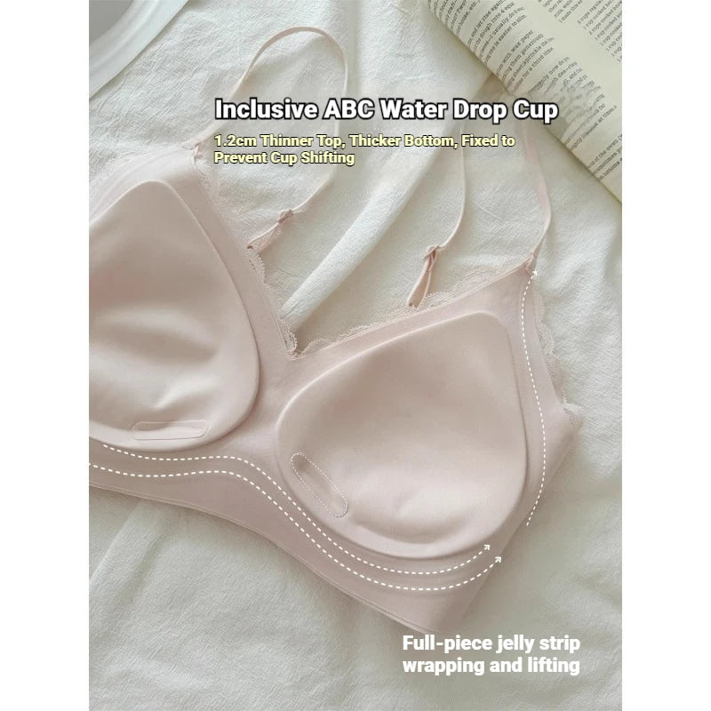 French Lace V Neck Seamless Wireless Bra S-XL
