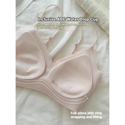 French Lace V Neck Seamless Wireless Bra S-XL
